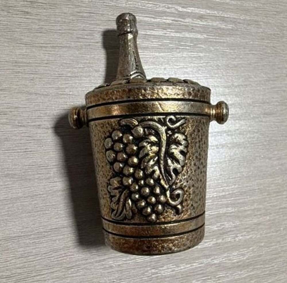 Vintage Spanish Pewter Grape Motif Champagne Bucket Cocktail Pick Holder